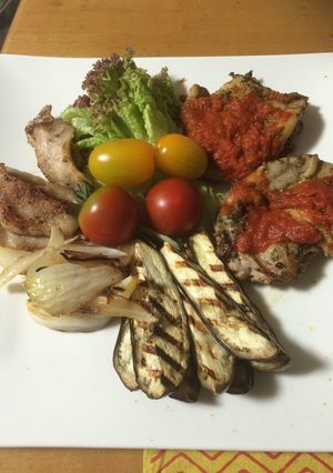 バジルチキンのトマトソースがけと野菜焼き-レシピのメイン写真