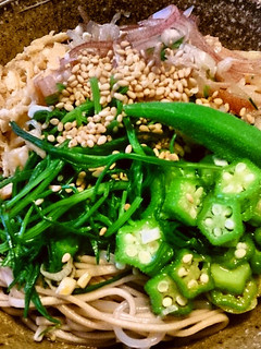 丘ひじきとオクラ茗荷お揚げの冷たい蕎麦~-レシピのメイン写真