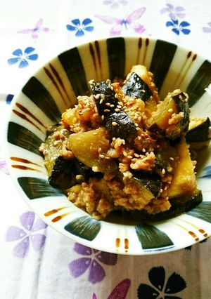 レンジで簡単☆米なすの味噌そぼろ煮。-レシピのメイン写真
