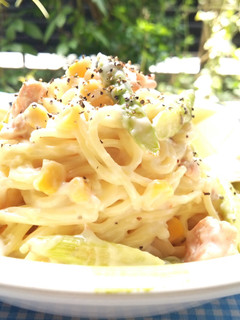 アスパラとサーモンのクリームパスタ-レシピのメイン写真