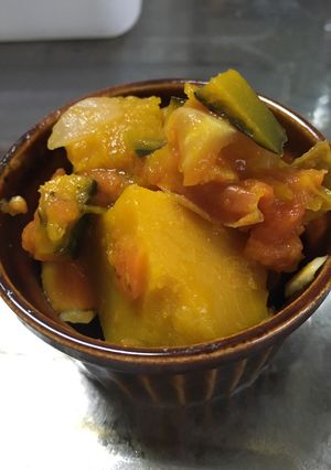 子ども大好き！カボチャとトマトの煮込み-レシピのメイン写真