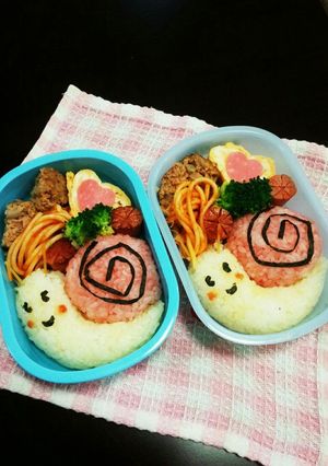 キャラ弁かたつむり年長さん年少さんお弁当-レシピのメイン写真