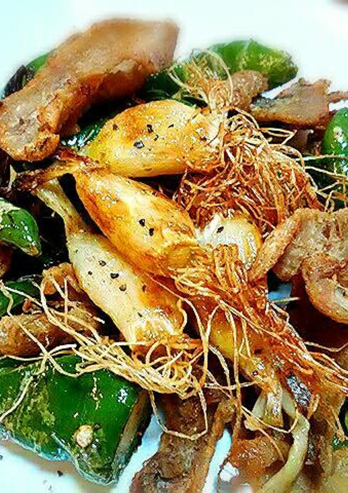 発芽にんにくと甘長ししとうの鶏皮焼き-レシピのメイン写真