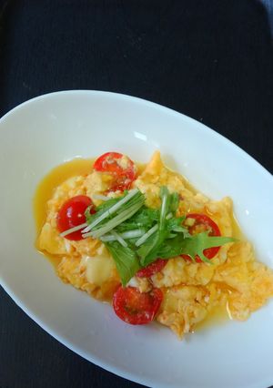ふわふわ卵de和風トマトチーズオムレツ♪-レシピのメイン写真