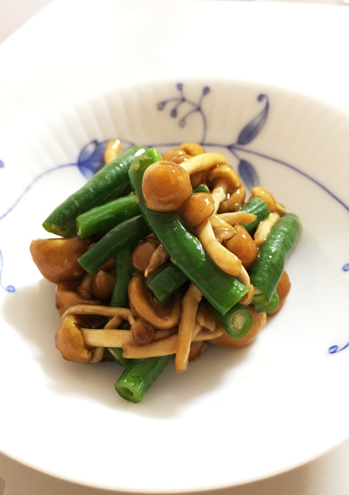 ささげとなめこの生姜醤油和え-レシピのメイン写真