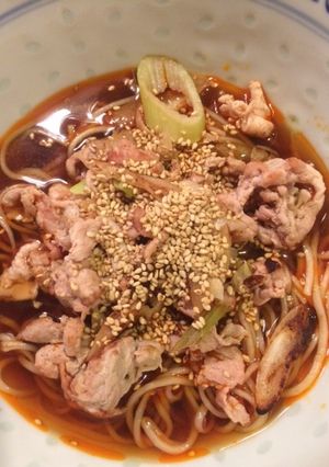 豚薄切り肉で全粒粉そうめんの担々麺-レシピのメイン写真