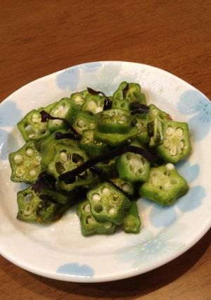 ネバネバ！オクラと塩昆布の抹茶和え-レシピのメイン写真