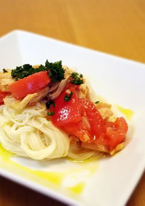 ツナとトマトのそうめん（カッペリーニ風）-レシピのメイン写真