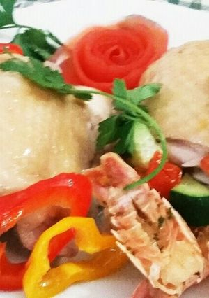 2種のソースの柔らか冷製チキン-レシピのメイン写真