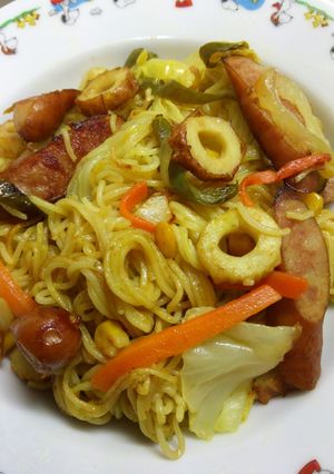 子供も大好き☆カレー味の素麺チャンプルー-レシピのメイン写真