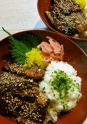 節約時短☆秋刀魚の蒲焼き丼☆とろろのせ♥-レシピのメイン写真