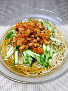 簡単!納豆キムチそうめん-レシピのメイン写真