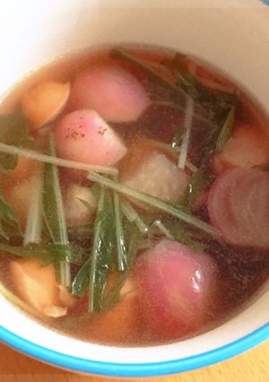 ラディッシュと水菜のコンソメスープ-レシピのメイン写真