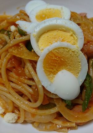 フライパン一つで極太ナポリタンスパゲティ-レシピのメイン写真