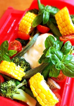 彩野菜と鶏胸肉のカマンベールチーズ蒸し-レシピのメイン写真