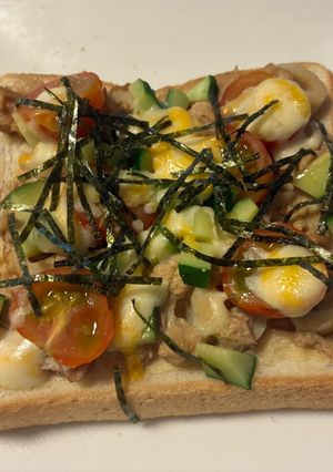 和風ツナマヨちくわと夏野菜のチーズト―スト-レシピのメイン写真