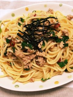 簡単!ひき肉とスリム葱の和風パスタ-レシピのメイン写真