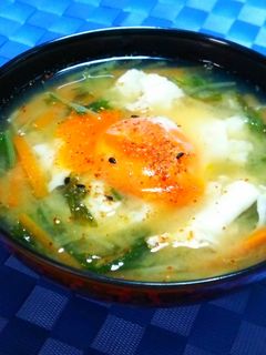 水菜と落とし卵の味噌汁-レシピのメイン写真
