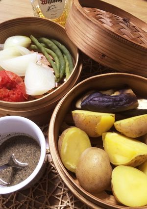 せいろの蒸野菜は、ドレッシング次第♪-レシピのメイン写真