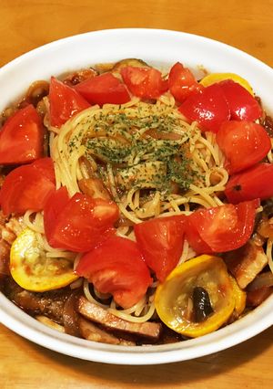 冷たいトマトとズッキーニのパスタ-レシピのメイン写真