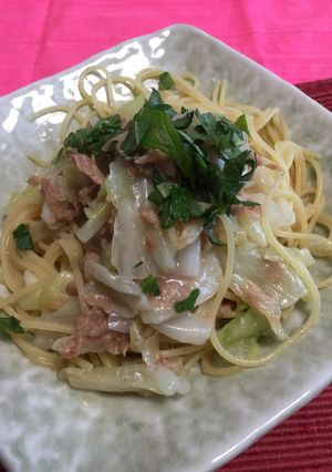 冷製★梅とキャベツとツナの和風パスタ-レシピのメイン写真
