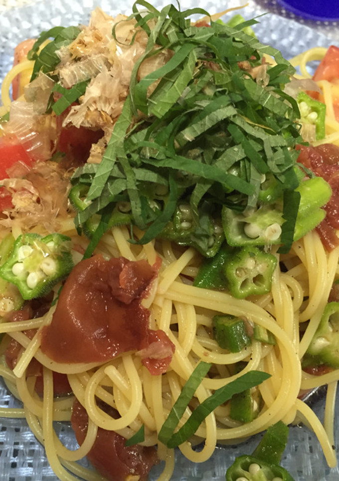 オクラとトマトの梅風味冷製パスタ-レシピのメイン写真