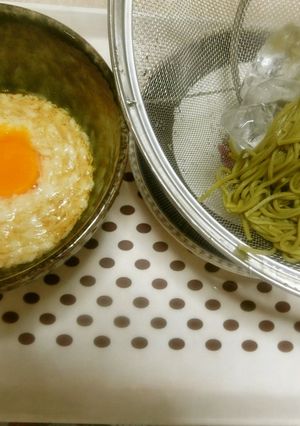 長いものスタミナ玉子汁　茶そば　-レシピのメイン写真