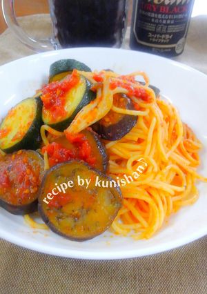 ズッキーニとナスのトマトパスタ♪-レシピのメイン写真