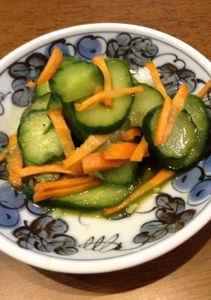 きゅうりとニンジンの玄米茶入り酢の物-レシピのメイン写真