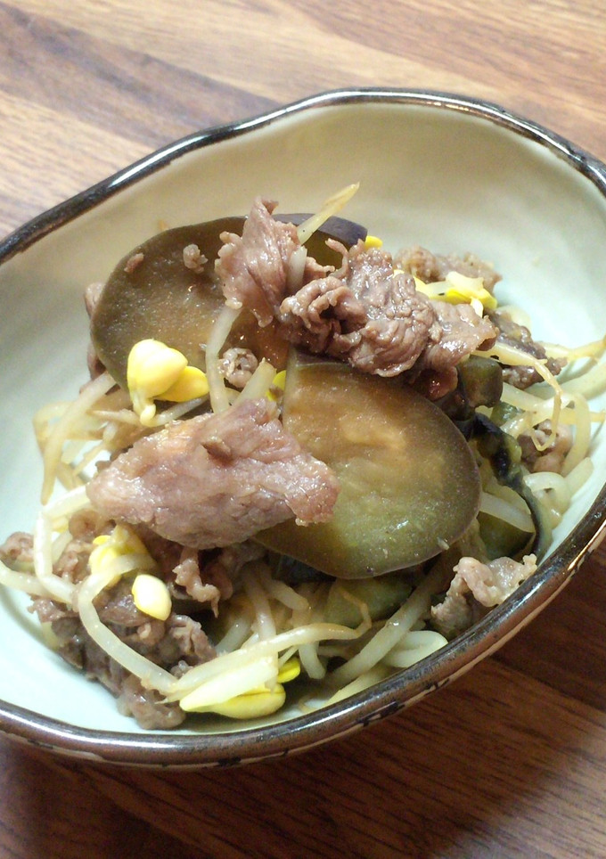 ナスとモヤシと牛肉炒め♪-レシピのメイン写真