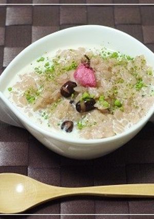 ☆桜と抹茶の豆乳雑穀玄米粥☆-レシピのメイン写真