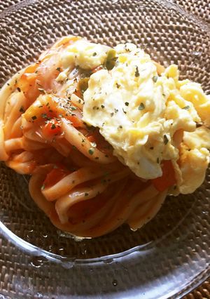 簡単ナポリタンうどん玉子乗せ♪-レシピのメイン写真