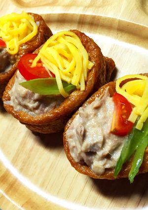 お弁当にも♡華やかオープン彩りいなり寿司-レシピのメイン写真