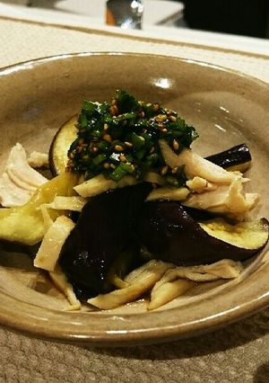 レンジでチン☆ナスと鶏肉の香味だれ-レシピのメイン写真