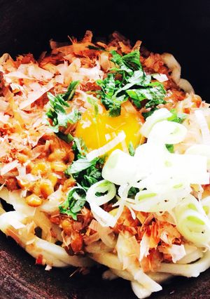 簡単✨夏のランチに!玉子かけ納豆うどん♡-レシピのメイン写真