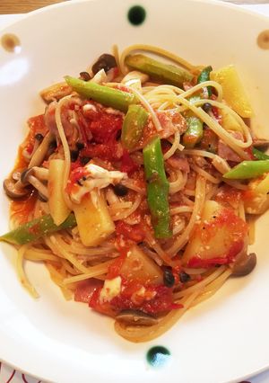 簡単&節約！余り野菜でトマトチーズパスタ-レシピのメイン写真