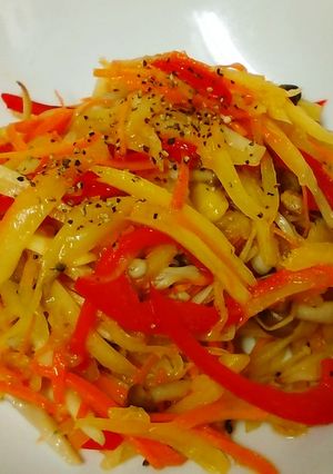 青パパイヤときのこのドレッシング炒め-レシピのメイン写真
