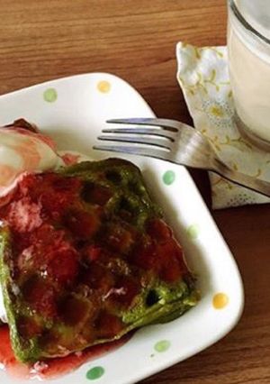 セリアのワッフルメーカーで抹茶ワッフル-レシピのメイン写真