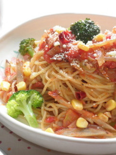 ごぼうとブロッコリーのトマトソースパスタ-レシピのメイン写真