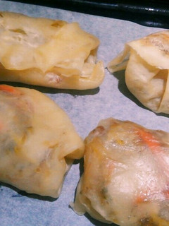 節約☆餡の材料3つ!オーブンで焼き春巻き-レシピのメイン写真