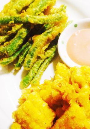インゲンとコーンのカレー風味天-レシピのメイン写真