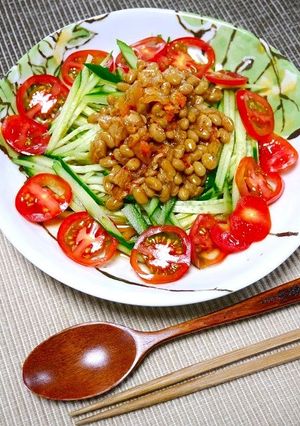 麺つゆで簡単！納豆キムチサラダ-レシピのメイン写真