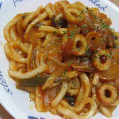 รูปของ ゆでうどんでお手軽ナポリタン