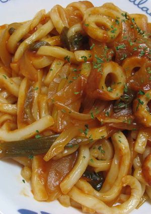ゆでうどんでお手軽ナポリタン-レシピのメイン写真