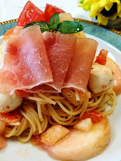 ヘルシー♡トマトの桃の冷製パスタ-レシピのメイン写真