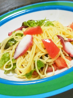 タコとトマトのベビーリーフの冷製パスタ-レシピのメイン写真