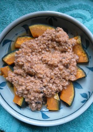 蒸しカボチャの挽き肉あんかけ-レシピのメイン写真
