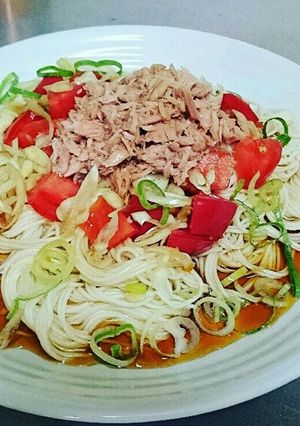 簡単ツナトマトミョウガそうめん-レシピのメイン写真