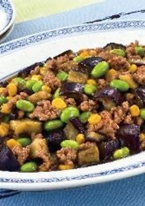 枝豆となすとコーンの肉あん炒め-レシピのメイン写真