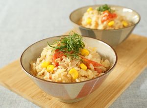 ツナとトマトのみそ炊き込みご飯-レシピのメイン写真
